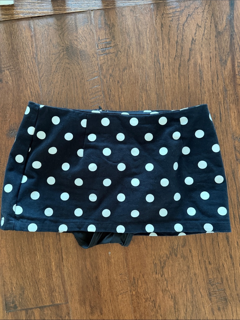 Women’s EDIKTED Black Polka Dot Skort with Built-In Shorts